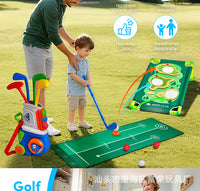 Children's Golf Training Set Toy with Hitting Mat for Indoor and Outdoor Parent-Child Interaction
