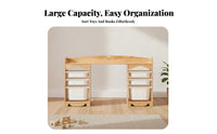 Solid Wood Construction Kids Toy Storage Organizer Large Capacity Wooden Kids Storage Unit with Bins Child-Friendly Design Multi-Tier Playroom Organizer Space-Saving for Toddlers, Parents, Living Room, Daycare, Classroom