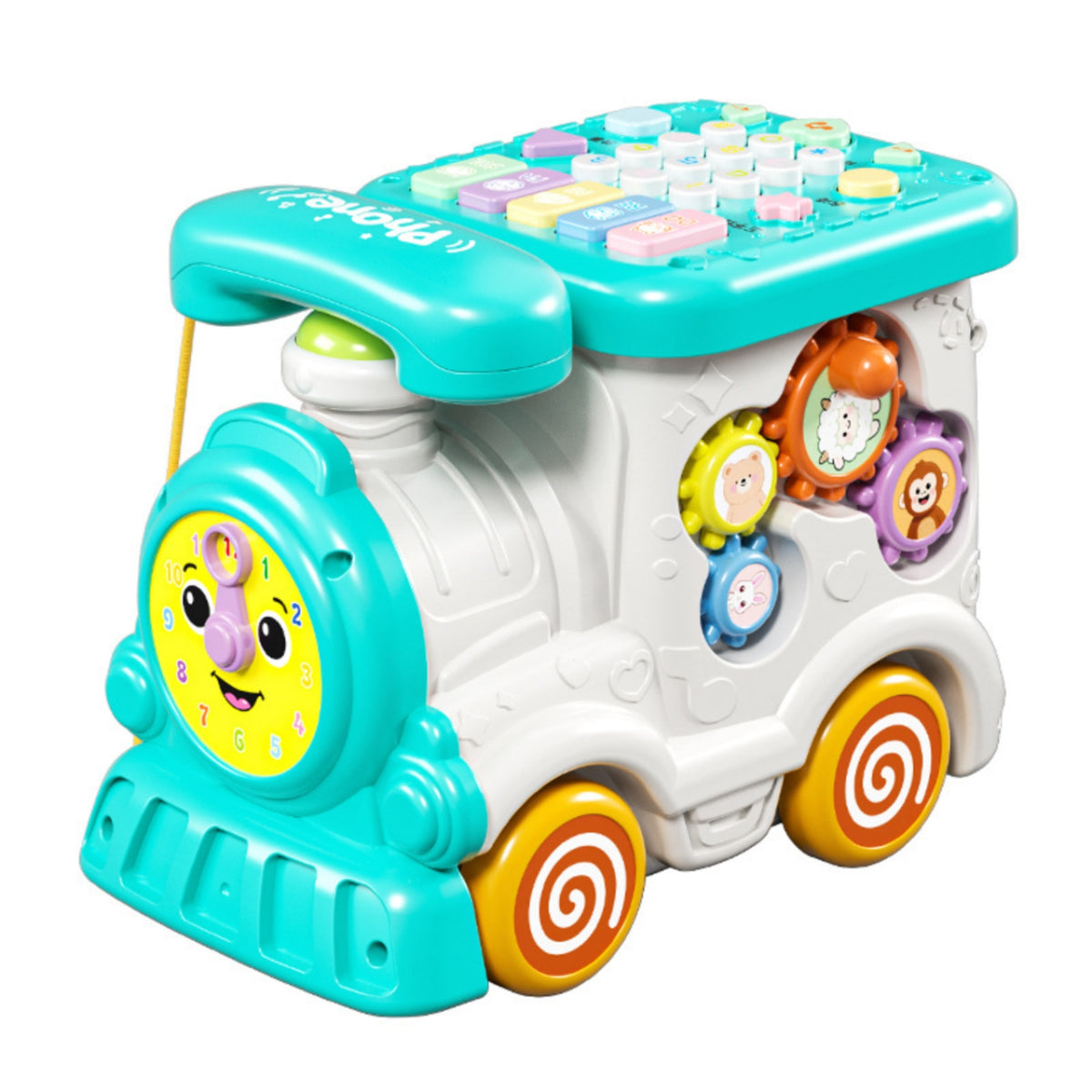 Multi-Activity Toy Train with Phone Educational Interactive Toy Train Sensory Rolling for Playroom
