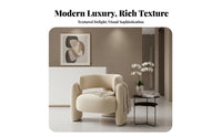 Light Luxury Design Curved Backrest Single Sofa Trendy Design Upholstered Single Sofa Deep Seat Curved Armchair Sturdy Construction for Interior Designers, Business Owners, Reception Area, Beauty Salon, Balcony, Living Room