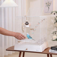 Tabletop Bird Cage with Removable Tray, Indoor Parrot Cage for Home Use, Budgie Parakeet Enclosure, Compact Cockatiel Cage for Small Pets
