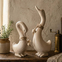 2 Pieces Duck Couple Figurine Set Distressed Finish House Decoration Artisanal