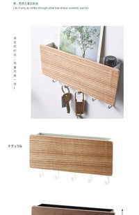 日式和风收纳盒钥匙墙壁挂钩实木收纳挂钩木质挂物钩玄关杂物挂架