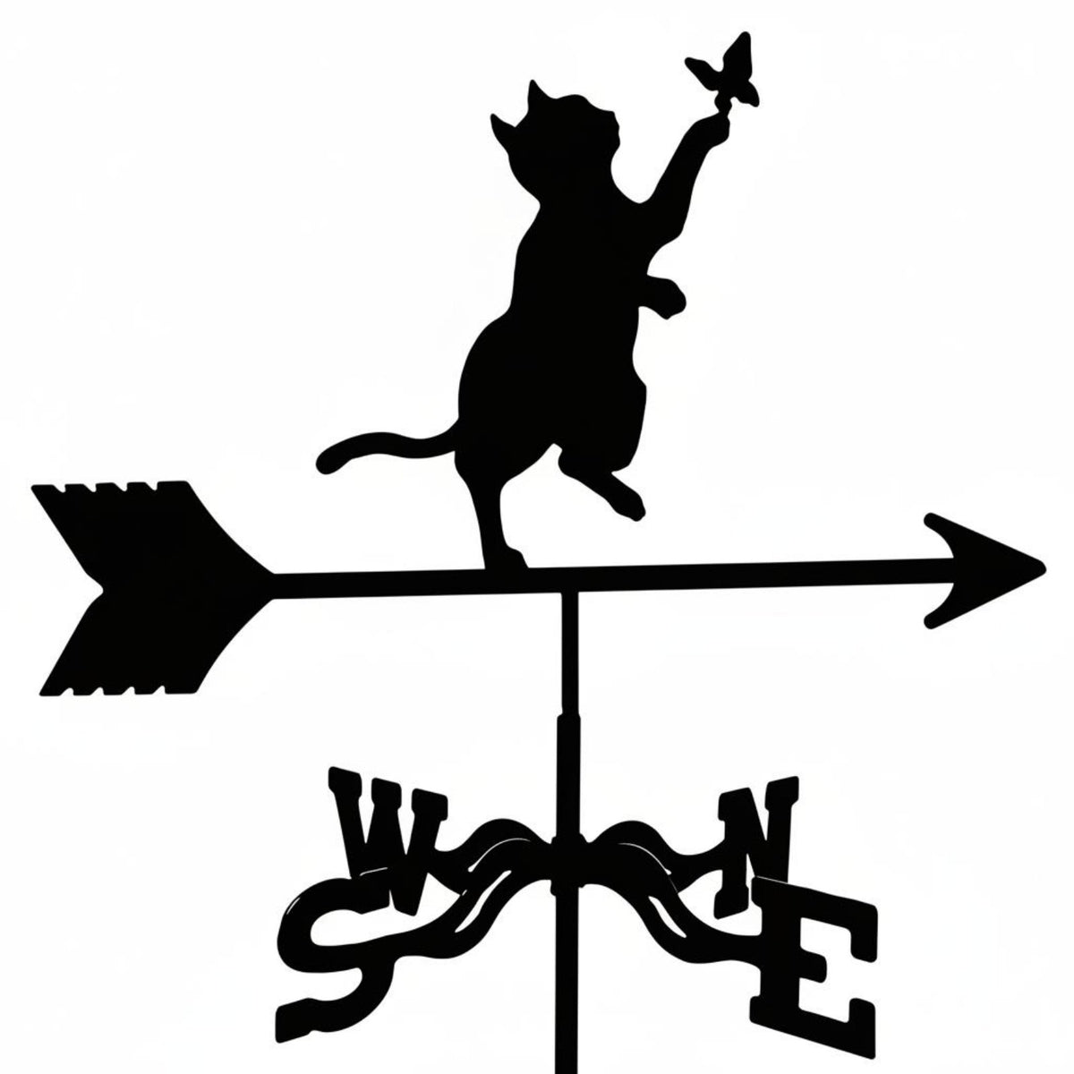 Cat Weathervane Decorative Metal Wind Vane Rust Resistant for Garden, Rooftop