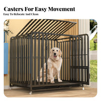 Removable Tray Heavy-Duty Dog Crate Spacious Interior Rolling Metal Bar Enclosure Easy to Clean Pet Enclosure Chew-Resistant-Proof for Owners of Large Dogs, Breeders, Kennel Operators, Indoors, Indoor, Outdoors, Outdoor