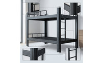 Iron Bunk Bed Double-Layer Metal Bunk Bed Space-Saving Furniture for Students, Roommates, Student Apartments, Worker Housing, Shared Bedrooms