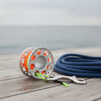 Compact Scuba Diving Reel Lightweight Finger Spool with Snap Hooks Aluminum Dive Reel with Bolt Snap Clip Portable for Underwater Navigation