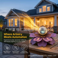 跨境Retro Flower Solar Courtyard Light 复古花朵太阳能庭院灯