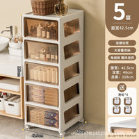Bathroom Storage Cabinet with Side Rack for Narrow Spaces