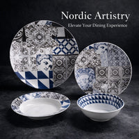 American Style Ceramic Dinnerware Set, Black & White Angel