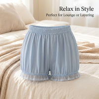Lace Trim Bloomers for Women Under Dress Shorts with Loose Fit, Plus Size for Summer Skirts, Lightweight with Lantern Style