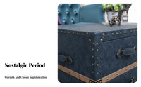 Multi-Functional Retro Trunk Coffee Table Studded Detailing Vintage Trunk Table Nailhead Trim 4-Drawer Storage Chest Metal Hardware for Interior Decorators, Homeowners, Hotel Managers, Clubhouse, Bedroom, Home Office, Entryway