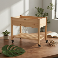 Wooden Garden Planter Box Slatted Shelf Raised Garden Bed uncoveredTop