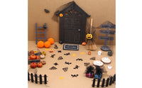 Aged-Finish Miniature Door with Accessories Rustic Dollhouse Door Kit Mini Halloween Miniature Set Wooden for Crafters, Diorama