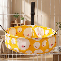 Cat Hammock Hanging Cat Bed with Metal Hooks, Round Basket Cat Cage Hammock and Bed, Soft Multi-Season Pet Cage Accessory for Daily Resting