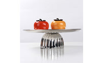 Elevated Tray with Pedestal Base Silver-Tone Mirrored Pedestal Fruit Bowl Reflective Footed Round Tray for Home Stylists