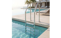 Flange-Mount 4-Step Pool Ladder Rustproof Pool Ladder with Handrails Heavy-Duty Easy Installation for Inground Pools