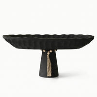 Pedestal Tray Decorative Fruit Bowl with Pedestal Textured Footed Bowl for Simplicity Lovers, Entryway