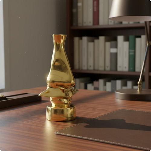 Brass Glasses Stand Artistic Design Desk Ornament Shiny Finish for Study Room