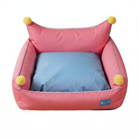 Scratch-Resistant Cat Sofa Bed All-Season Use Pom-Pom Pet Sofa Removable Cushion Cushioned Pet Nest High Backrest for Cats, Small Dogs