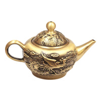 黄铜复古龙凤茶壶做旧中式茶具套装供奉用品客厅铜器观赏摆件批发