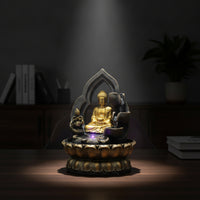 Resin Water Fountain Compact Indoor Fountain with LED Light Lighted Meditation for Desk, Office