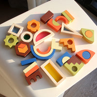 Wooden Rainbow Shadow Building Blocks for Kids