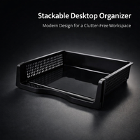 Desk Storage File Organizer, Stackable Desktop Document Holder for Students Study Room, Office Workspace Rack for Papers