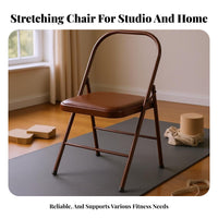 Padded Seat Iyengar Mind-Body Practice Chair Stable Design Folding Mind-Body Practice Chair Non-Slip Feet Fitness Equipment Portable and Space-Saving for Beginners, Seniors, Home Gym