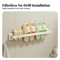 Space-Saving Wall Mounted Slipper Rack Waterproof No-Drill Draining Slipper Rack Long-Lasting for Renters, Students, Restroom, Dorm Room