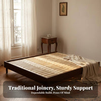 Floating Bed Frame Headboard-Less Bedroom Furniture Low height Mattress Support for partners, Minimalists, Apartment, Guest Room, attic