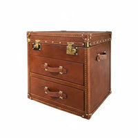 Suitcasetype End Table Vintage Design Bedside Nightstand Distressed Finish