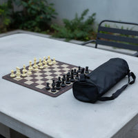 Chess game Faux Wood Grain Rubber Mat Chess Board  Travel Board Game for Beginners, Students, Tournaments, School Organizations