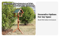 Wooden birds Feeder Table Solid Wood Freestanding birds Weather Resistant Garden Decor for Nature Lovers, Balcony, Patio, Backyard