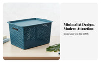Lidded Woven& sophistication Container Stackable Storage Basket Sturdy Construction