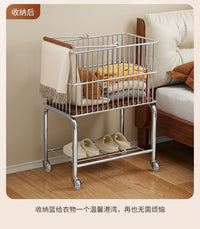 2-Tier Metal Laundry Hamper Cart with Wheels for Bathroom Storage