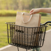 Slatted-Base Front Bike Basket Reinforced Wire Bike Basket Long-Lasting Universal for Students, Shopping