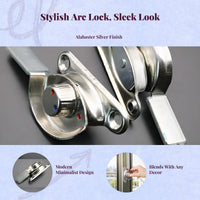 Pane Lock, Sliding Pane Lock, Curved Sash Lock, Aluminum Alloy Security Latch, kid protection, Easy Installation, for Sliding Doors and panes, Home, Office