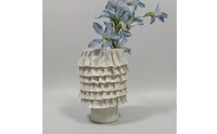 Ruffled Resin Vase Textured Sculptural Vase Artisanal Resin Flower Holder Modern for Living Room, Entryway, Display Shelf
