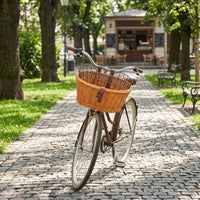 Hand-Woven Wicker Bicycle Basket for Pets and Shopping