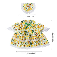 2 Pieces Floral Goose Dress Set Country Design Lawn Ornament Apparel Lace Trim