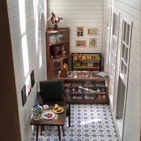 Red Cherry Wood Corner Cabinet for Dollhouse