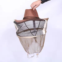 养蜂帽养蜂人牛仔帽防蚊子蜜蜂昆虫面纱网帽编织透气防晒养蜂工具