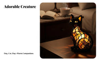 Resin Dog Series Decoration, LED Night Light, Creative Animal Sculpture, Plug-In Button, Desktop Home Decor