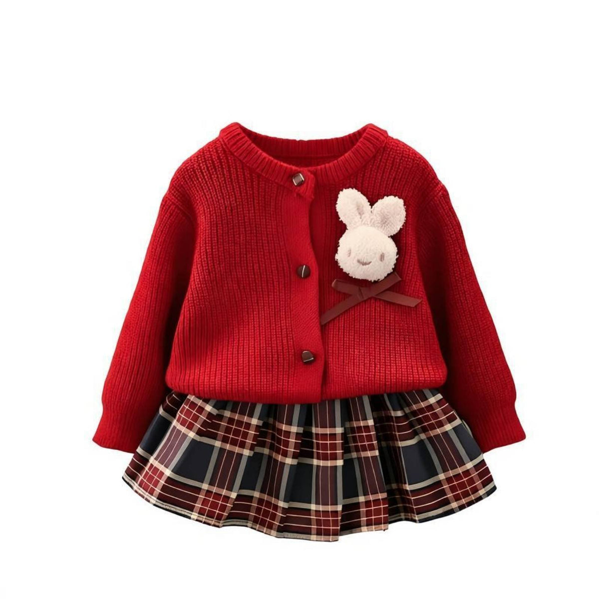 Girls Knitted Sweater Set, Princess Skirt, 2-Piece, Autumn Winter, New Year, Soft Fabric