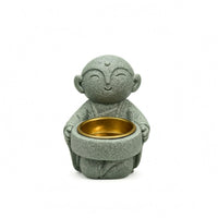 Monk Candle Holder Stone-Like Ornament Gold-Colored