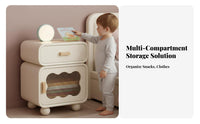 2-Tier Rounded Corner Storage Unit Creamy Design Nightstand Versatile Use