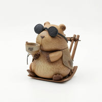Capybara Figurine with Rocking Chair Mini Capybara Figurine Compact for Students