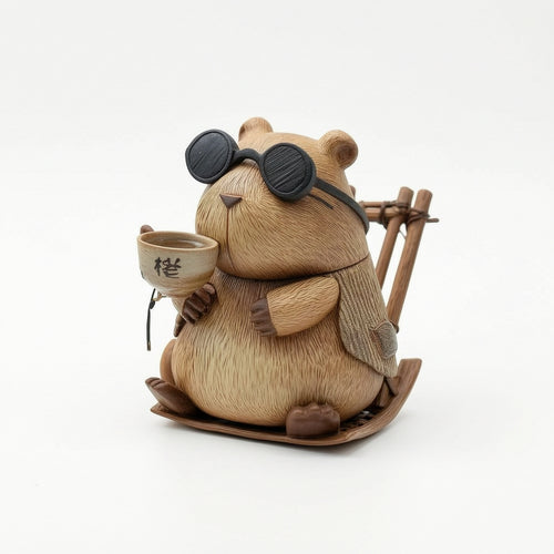 Capybara Figurine with Rocking Chair Mini Capybara Figurine Compact for Students
