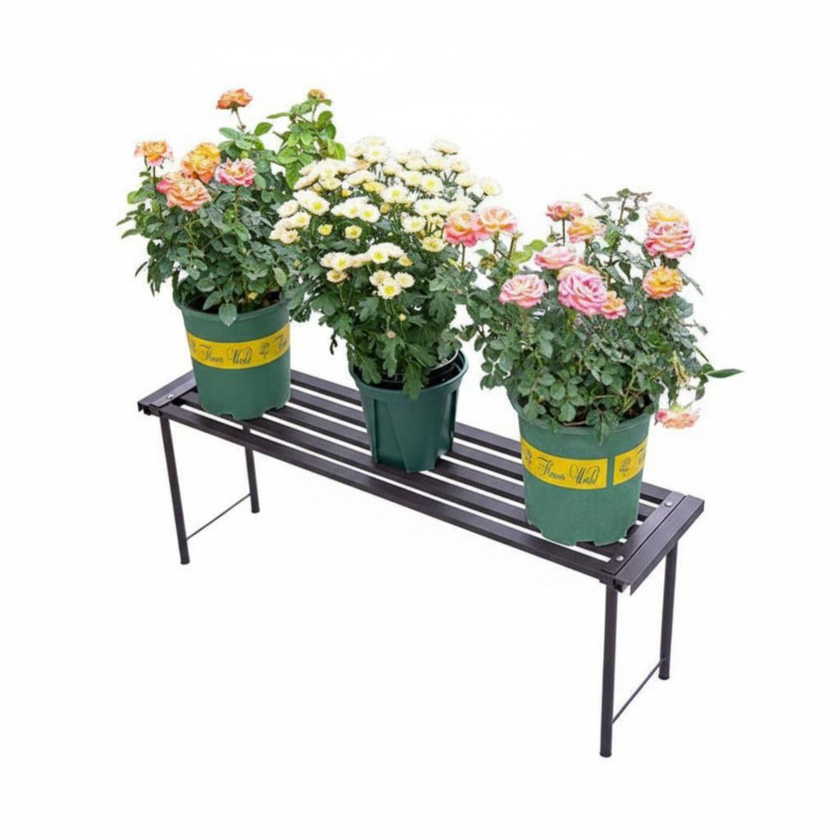3-Tier Rolling Flower Rack Floor-Standing 3-Tier Rolling Plant Stand Sturdy Duty Large Capacity for Balcony, Outdoor